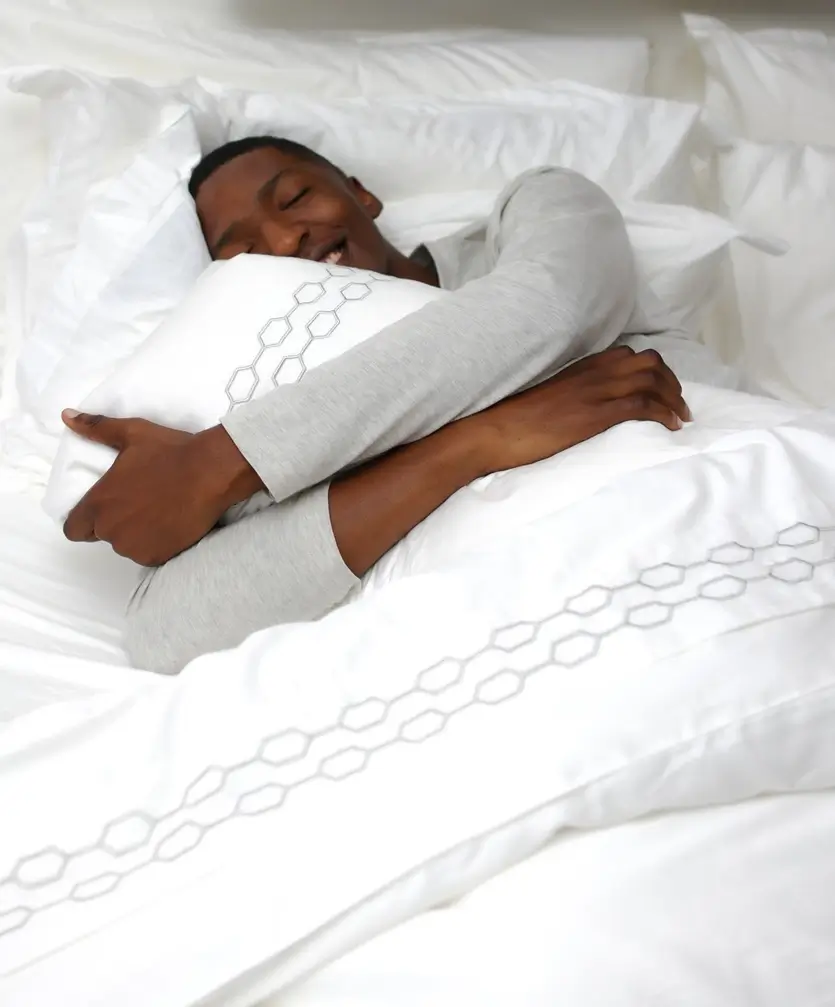 Almeria I bedsheet set, 400 thread count combed cotton with elegant monogram embroidery, luxury bedding collection.