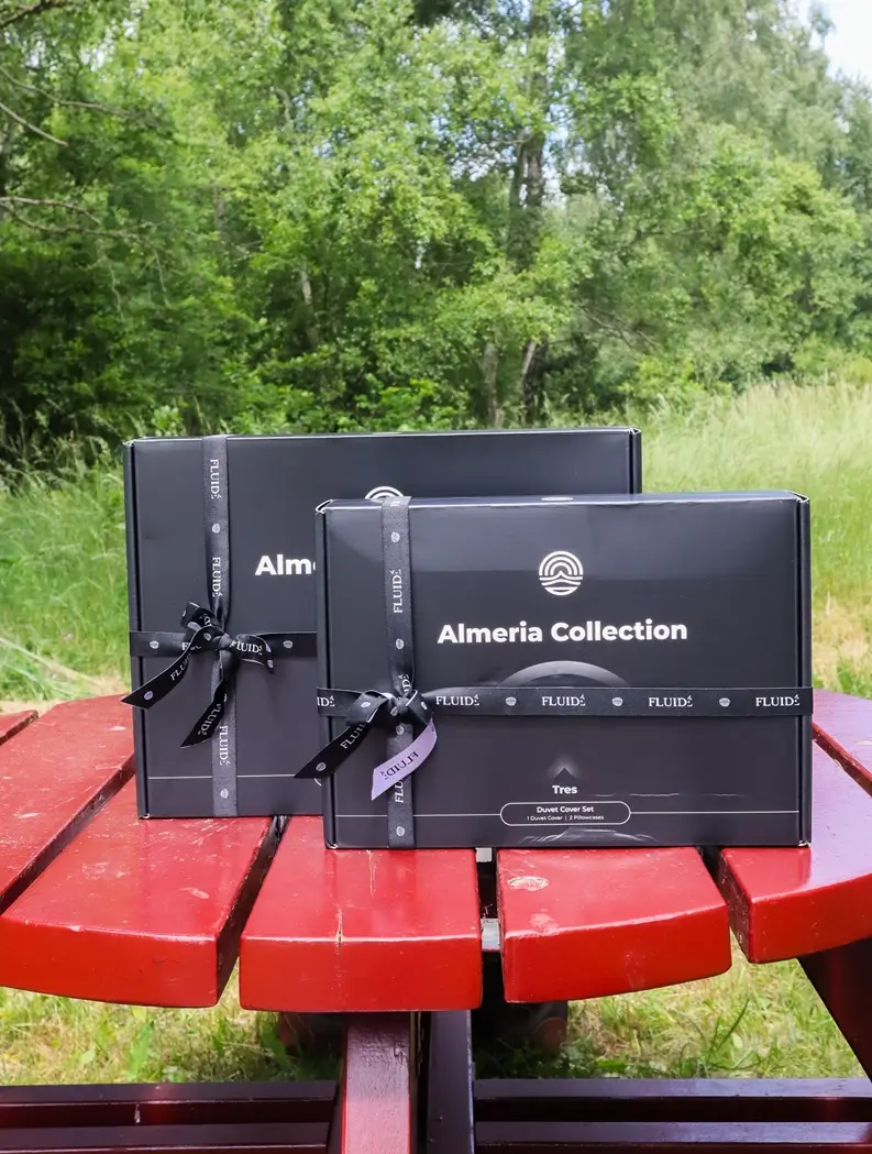 Almeria III duvet cover set in sustainable TENCEL™ fibers, silky soft, breathable, eco-conscious luxury bedding.